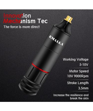 EMALLA Tattoo Pen Machine 9000rpm - Professional RCA Jack Tattoo Machine for Cartridge Needles | Ideal Tattoo Supply for Artists and Beginners - Buy Online on GoSupps.com