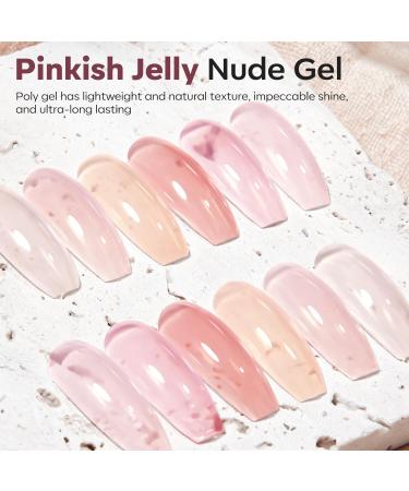 Buy Modelones Poly Gel Set - 6 Colors Jelly Gel Nail Extension Kit | Milky White Sheer Pink Nude | DIY Nail Art for Women - Buy Online on GoSupps.com