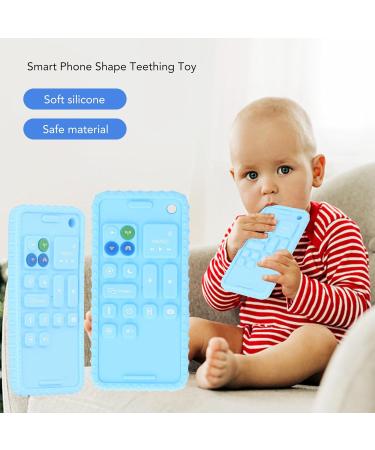 Cell Phone Shaped Silicone Baby Teether Toy - Safe Sensory Development for Toddlers | Ideal Travel Teether (Blue) - Buy Online on GoSupps.com
