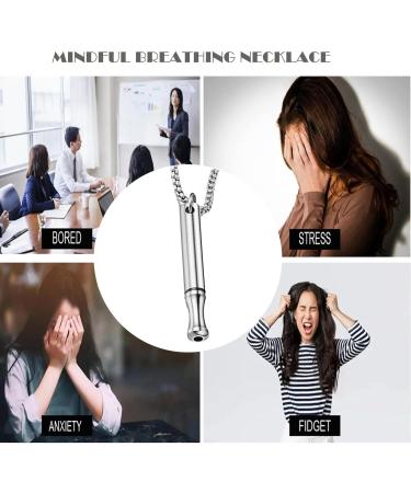 WOBBLO Conscious Breathing Anapana Meditation Device | Stress Relief Wearable for Men & Women - Silver - Buy Online on GoSupps.com