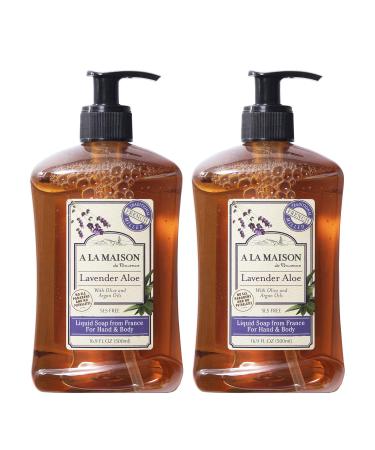 A La Maison Lavender Aloe Liquid Hand Soap | 16.9 Fl oz. Pump Bottles Moisturizing Natural Hand Wash Soap | Triple French Milled | Gentle To Hands | (2 Pack) 16.9 Fl Oz (Pack of 2)