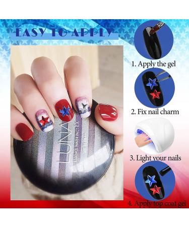 60PCS Red Blue White Star Nail Charms | 3D Nail Gems for DIY Patriotic Nails - Buy Online on GoSupps.com
