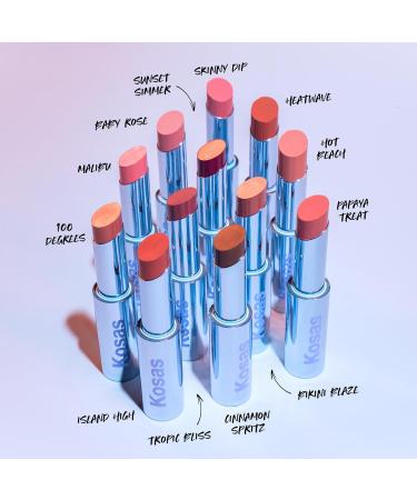Kosas Wet Stick Lipstick - Moisturizing Shiny Sheer with Ceramides & Hyaluronic Acid - Soothes & Softens Lips - Tropic Bliss - Buy Online on GoSupps.com