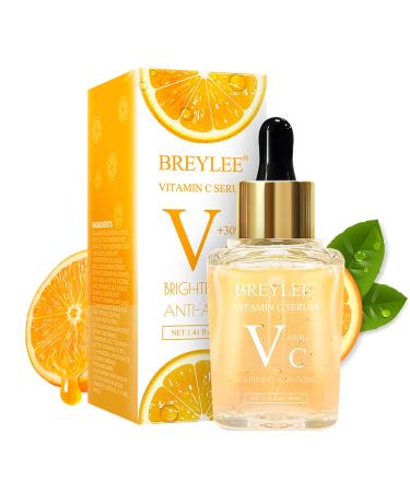 Vitamin C Serum for Face 1.4 Fl Oz, BREYLEE Hydrating Brightening Serum for Brightening Skin, Dark Spot Remover, Reduce Wrinkles,Anti Aging Serum with Hyaluronic Acid, Nicotinamide, Vitamin E, Retinol 1.41 Fl Oz (Pack of 1)