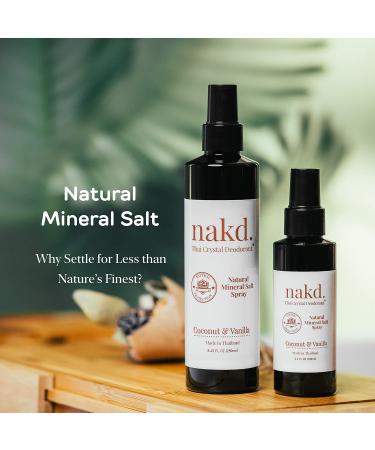 Nakd Thai Crystal Deodorant Spray Combo - 8.45 FL oz. + 3.3 FL oz. - Coconut & Vanilla Scent - Aluminum Free Salt Deodorant for Women, Men, and Teens - Buy Online on GoSupps.com