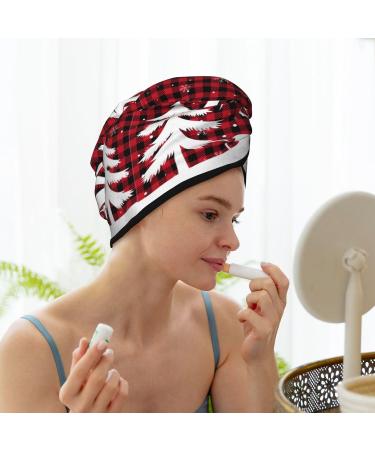 Quick-Drying Hair Towel Wrap Turban - Christmas Buffalo Plaid | Ideal Hair Drying Solution - Buy Online on GoSupps.com