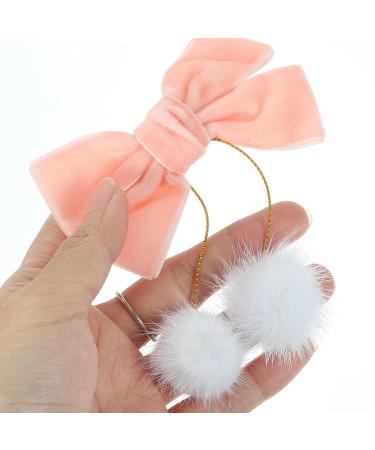 Beaupretty 2 Pairs Christmas Bow Hair Clips Xmas Hair Barrette Furry Ball Hair Pins Christmas Hair Accessories Xmas Holiday Supplies - Buy Online on GoSupps.com
