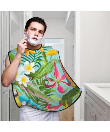 KeuLeN Waterproof Beard Bib Apron for Men | Tropical Plants & Parrots | Perfect Shaving Gift - Buy Online on GoSupps.com