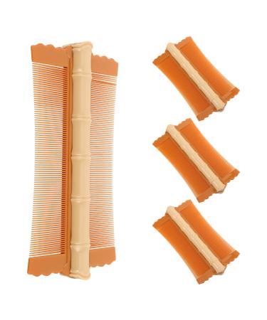 4 Pi ces Peigne Double-face Bambou pour Pellicules et Poils Animaux Peigne Fin Anti-d mangeaisons avec Manche Ergonomique Outil de Toilettage pour Chevelu et Animaux