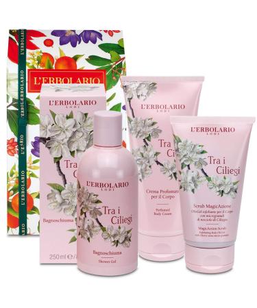 L'Erbolario L'Erbolario - Among the Cherry Trees - Original Decorated Gift Box (250ml Bubble Bath 200ml Body Cream 150ml Magic Scrub) + Free 50g Florinda Soap