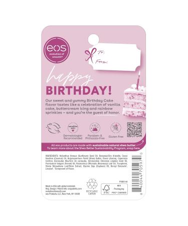 eos Natural Shea Lip Balm - Birthday Cake | All-Day Moisture Lip Care | 0.25 oz (Pack of 2) - Buy Online on GoSupps.com