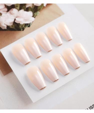 Aegenacess 24pcs French Ombre Medium Coffin Press on Nails Set for Women - Glossy False Nails with Pink Ballerina Design | Full Cover Stick on Manicure Tips - Buy Online on GoSupps.com