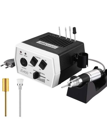 Nail miller JSDA JD 400 Premium nail cutter for gel nails with professional 30000 rpm milling cutter milling milling cutter for gelails nail miller electrical including 4 bits & 1x premium hard metal bit for private & studio 1 piece (1 Pack)