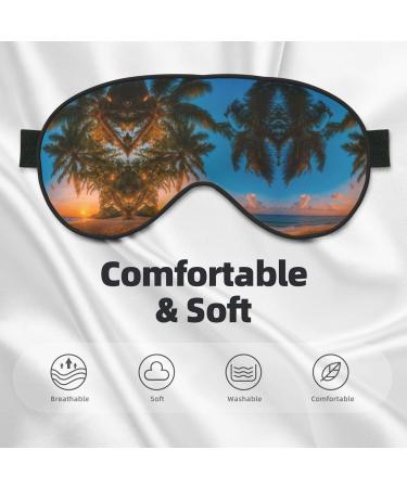 Sunset Hawaiian Palm Tree Print Double-Sided Eye Mask | Soft Light-Blocking Sleep Enhancer for Travel & Home - Buy Online on GoSupps.com