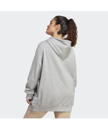 Adidas Women's Essentials Linear Full-Core French Terry Hoodie - Plus Size XL/Large - Medium Gray Heather/White Training Jacket - Buy Online on GoSupps.com