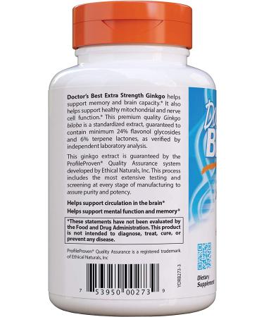 Doctor's Best Extra Strength Ginkgo Biloba 120 mg - 360 Veggie Caps for Memory & Focus - Buy Online on GoSupps.com