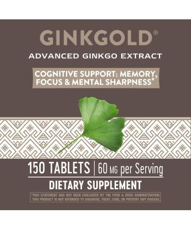 Nature's Way Ginkgold 60 mg - 150 Tablets for Memory & Cognitive Support - Buy Online on GoSupps.com
