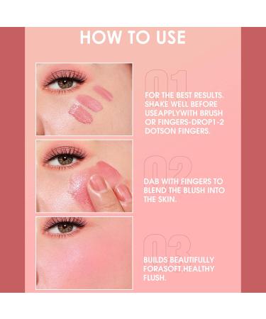 Waterproof Liquid Blush Cream for Cheeks - Lightweight & Blendable Skin Tint Makeup - Dewy Finish - 1.00 ml - Buy Online on GoSupps.com