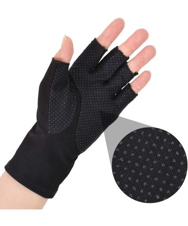 Summer Semi-Finger Men's Cotton Bicycle Gloves | Anti-Slip UV Protection Thin Sun Protection for Driving Golf & Cycling - Black - Buy Online on GoSupps.com