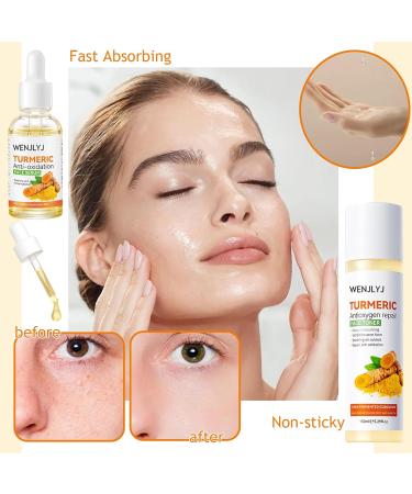 Turmeric Soap Skincare Set: 9PCS Hydrating Face Wash Toner Serum & Cream Gift for Women - Travel Size Honey Mask & Eye Cream - Buy Online on GoSupps.com