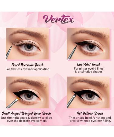 4-Piece Eyeliner Brush Set for Pencil, Liquid, and Gel liners - Winged Makeup Brushes with Angled Bristles for Perfect Cat Eye, Waterproof and Smudge-proof - Buy Online on GoSupps.com