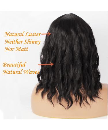Diamond Queen Short Wavy Black Bob Wig - Shoulder Length Synthetic Lace Wig for Black Women (1B) - Buy Online on GoSupps.com