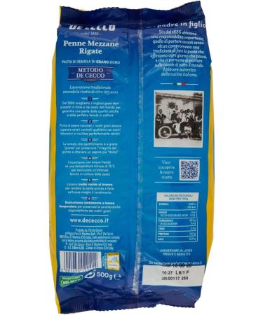  De Cecco De Cecco Mezzane Pens Durable Wheat Semola Rigate 500 g - Buy Online on GoSupps.com