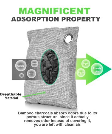 10 Pack Bamboo Charcoal Air Purifying Bags - Activated Charcoal Odor Absorber & Moisture Eliminator - For Car, Closet, Shoe Room, Large Room, Pet Room - 10x100g - Buy Online on GoSupps.com