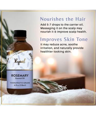 Premium Rosemary Essential Oil - 100% Pure & Natural for Hair Growth Skin Nourishment & Aromatherapy - 4 Fl Oz with Glass Dropper - Buy Online on GoSupps.com