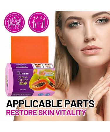 Papaya Saffron Soap Bar - Anti-Aging Moisturizing & Oxidation Repair Skin Care | 120g - Buy Online on GoSupps.com