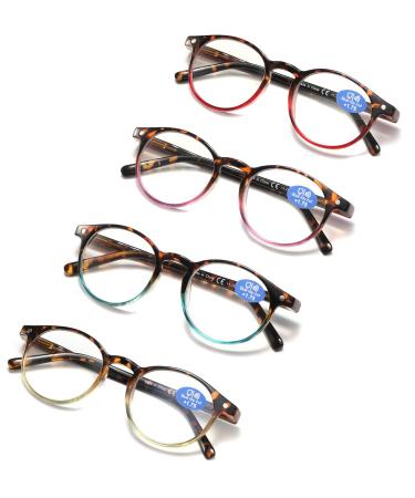 Reading Glasses for Women - Blue Light Blocking Ladies Spring Hinge Readers with Pouches Anti Eyestrain/Glare Women's Computer Eyeglasses (4 Pairs Mix Color 2.50) 4 Pairs Mix Color 2.5 x