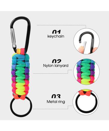 4-PC Multi-Color Key Ring Set with Carabiner | Versatile Lanyard Hook Clip for Fishing Camping & Hiking - Buy Online on GoSupps.com
