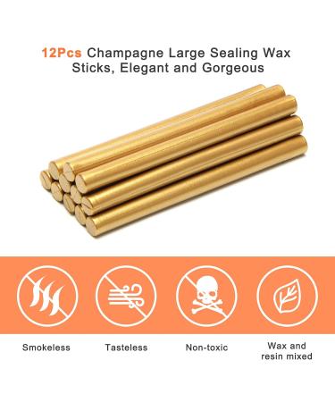 Luxiv 12P Sealing Wax Sticks Set with Glue Gun - 10MM Fire Manuscript Gold Wax Seal Stamp for Wedding Invitations and Decorative Sealing - Buy Online on GoSupps.com