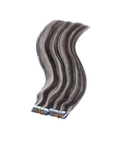 Tape In Hair Extensions - #1B/Gray - 40cm 30 Bricks 100% Remy Real Hair - Adhesive Tressen by Novon Hair Extensions - International Shipping Available - Buy Online on GoSupps.com