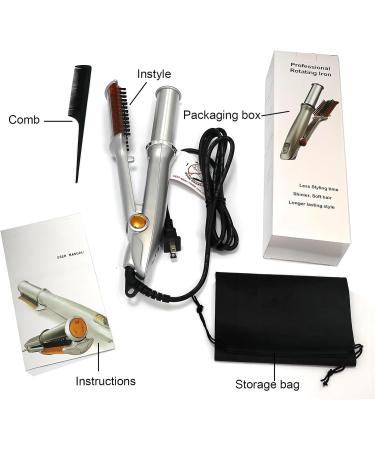 Buy 2 in 1 Rotating Curling Iron & Hair Straightener - Fast Heat Professional Hot Brush Styler with Adjustable Temperature - Ideal Hairdressing Tool - Buy Online on GoSupps.com