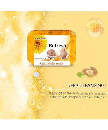 Calendula Essential Oil Handmade Soap | Natural & Gentle Body & Facial Cleanser | Unisex Herbal Soap with Pure Ingredients - Buy Online on GoSupps.com