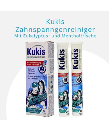 Kukident Kukis Braces Cleaner - 60 Tablets | Fast Cleaning Eucalyptus & Menthol | Spar-Set Plus Pharma Perle & Bonus Tooth Castle - Buy Online on GoSupps.com