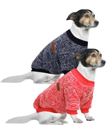 Hualisiji 4xl dog sweater Large dog sweatshirt hood for large dogs warm and light with a soft texture elasticity easy to wear (red+navy blue) 2PCs red+navy blue 4xl