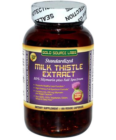 Organic Milk Thistle Capsules 180 Caps Pure Milk Thistle Powder Plus 80% Silymarin Extract Standardized Complex 450 mg Natural Liver Health Supplement Immune Boost Detox and Cleanse