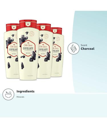 Old Spice Men's Body Wash Exfoliate with Charcoal Scent 16 Fl Oz (Pack of 4) - Citrus Amber and Bravery - Buy Online on GoSupps.com