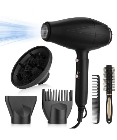 RESUXI Professional Ionic Hair Dryer 2200w AC Motor Blow Dryer Fast Drying Low Noise Travel Hair Dryers with Diffuser Nozzle Concentrator Comb for Women Curly and Straight Hair