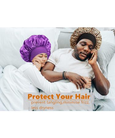 4 PCS Satin Bonnet Set for Black Women and Teen Girls - Hair Cap for Sleeping in B, Black, Rose Gold, Purple, Leopard Print - Buy Online on GoSupps.com