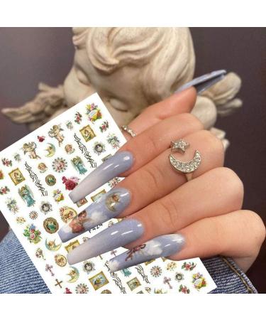 Nail Stickers EBANKU Angel Nail Art Stickers 3D Self Adhesive Stickers for Nails Angel Nail Decals Cupid Baby Love Flower Nail Art Decoration DIY Manicure Nail Design - Buy Online on GoSupps.com
