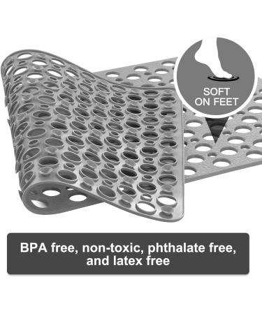 YINENN Non Slip Bath Shower Mat with Suction Cups - Machine Washable, Latex-Free, 30x17 Inch, Grey - Buy Online on GoSupps.com