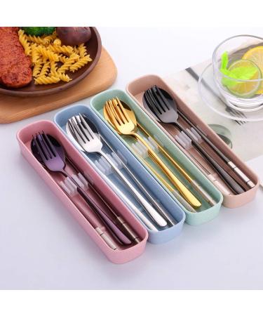 Stainless Steel Fork Spoon Chopsticks Set with Durable Case - Purple | Ideal for Home, Camping, Traveling, Hiking - Buy Online on GoSupps.com