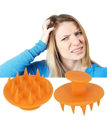 Gientan 2-Piece Silicone Head Massager & Scrubber - Dandruff Removal Shampoo Brush for Hair Growth (Wet & Dry) - Unisex Orange - Buy Online on GoSupps.com