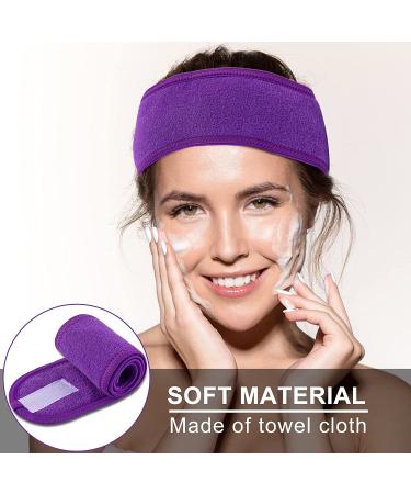 Whaline Spa Facial Headband Set â€“ Adjustable Terry Cloth Makeup Wraps (3 Pcs: White, Purple, Dark Purple) for Face Washing & Showers - Buy Online on GoSupps.com