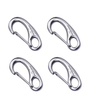 SHONAN 2 Inch Carabiner Clips, 4 Pack Flag Pole Clips, Stainless Steel 316 Marine Clips Boat Fender Hooks for Ropes, Clip Hooks for Keychain, Dog Leashes, Camping 220 Lbs