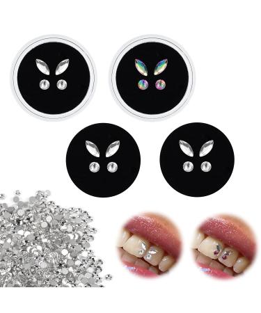 4 pairs tartar jewelry tooth crystal tartar tooth decorations tooth jewels teeth jewelery decoration tartar tooth gems tartar dental tooth ornaments (with 1452 gemstones) - Buy Online on GoSupps.com