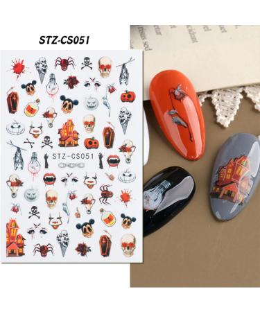 8 Sheets Halloween Autumn Fall Nail Art Stickers Decals Self Adhesive Skull Spider Web Pumpkin Design Manicure Tips Nail Decoration for Women Girls - Buy Online on GoSupps.com